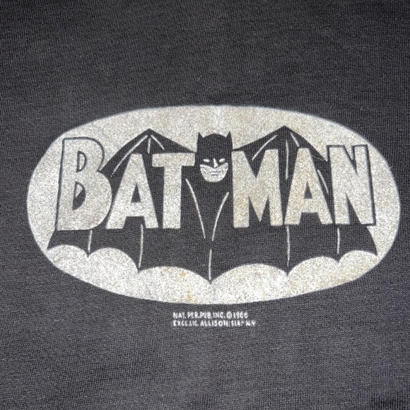 True Vintage 1966 Batman DC Comics Black Sweater Sweatshirt *DRY ROT* - Picture 2 of 4